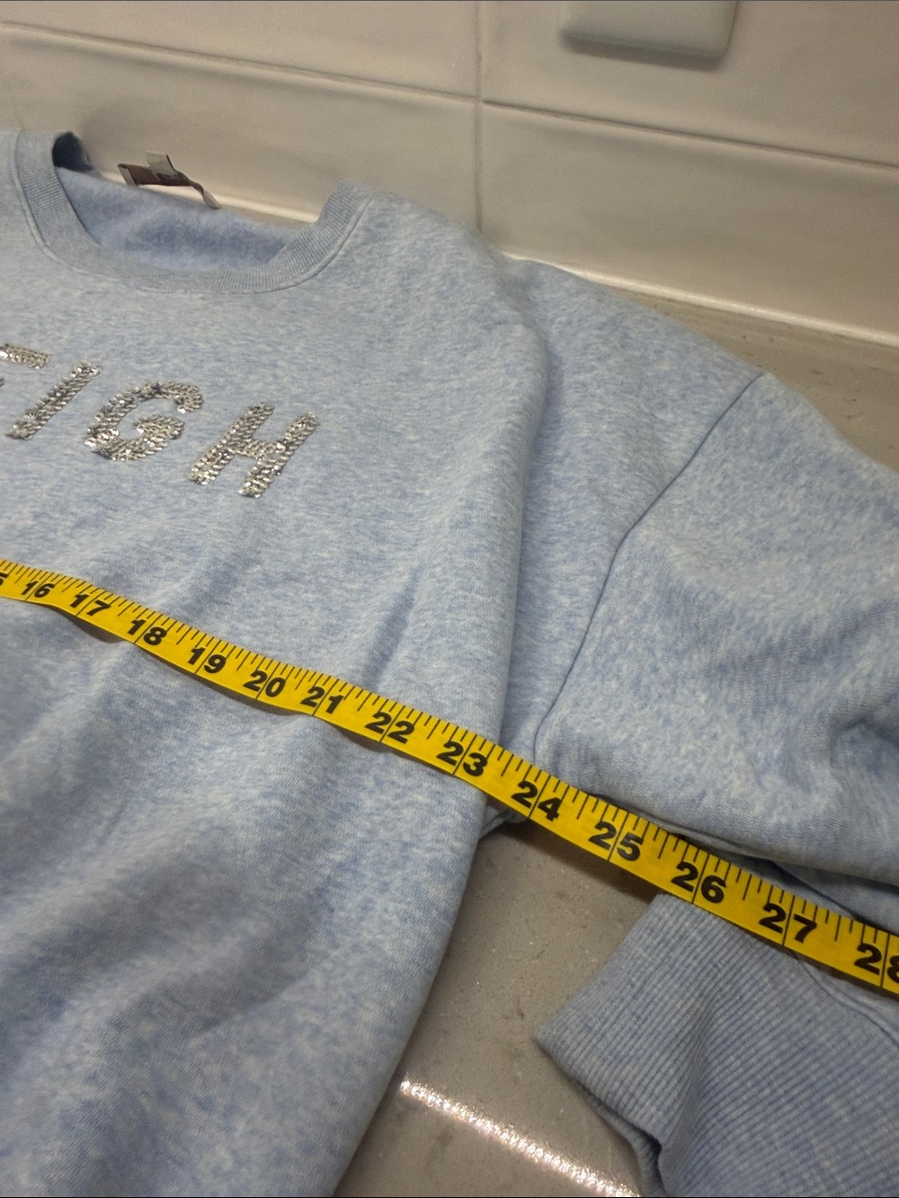 LOFT Light Blue Rhinestone 'SLEIGH' Crewneck Sweatshirt - Picture 4 of 6